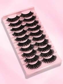 10 Pairs Faux Mink Fluffy Natural False Eyelashes Fake Lashes Long Makeup 3d Faux Mink Lashes Cat Lashes 3D Faux Mink Lashes Natural False Eyelashes Dramatic Volume Lashes Eyelash Extension Ashes Faux Mink Fluffy Natural False Eyelashes Fake Lashes Long Makeup Handmade Lashes Extension Eyelash Mink Eyelashes For Beauty Eye Cat Festival Stage Appearance - 黑色 - 查看 2