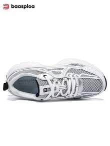 baasploa New Women's Thick Sole Sneakers, Mesh Running Shoes, Platform Shoes, Lightweight Casual Shoes, Retro Shoes, Shock Absorbing Non-Slip Durable Soft Sole Women's Walking Shoes, Fashion Versatile Running Training Shoes, Platform Sneakers, Retro Patchwork (Suitable For Wide Feet, Narrow Feet Suggest Choosing One Size Smaller) - Màu Xám nhạt - Xem 7