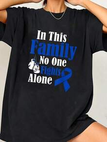 En esta familia nadie lucha solo contra el cáncer de colon.,playera de mujer - Negro - Ver 3