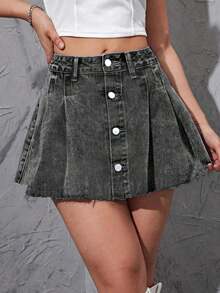 Women Denim Skirts - 淺灰色 - 查看 6
