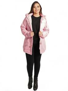 Anistia Women's Parka Jacket, Twill, Fur Lining And Hood - 淺粉色 - 查看 5