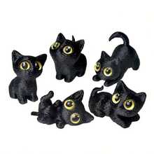 Bộ 5 tượng mèo Kawaii mắt to mini bằng nhựa resin đen trắng, trang trí bảng điều khiển ô tô, phụ kiện nội thất xe hơi, đồ trang trí động vật hoạt hình, tượng mèo dễ thương, quà tặng cho người yêu mèo, quà sinh nhật Giáng sinh Năm mới - Nhiều - Xem 19