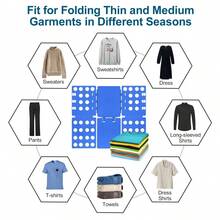 1 Pack Durable PP Clothes Folding Board, Silicone Clips, No Wrinkles, Saves 50% Drawer Space For Shirts, Sweaters, Pants & Towels - Multicolor - View 9
