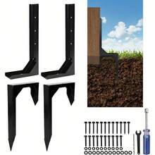 Fence Post Repair Kit, 2pcs, Adjustable Fence Post Anchoring Stakes With Nails, Heavy-Duty Fence Post Brackets, Metal Fence Post Fixers For Repairing Garden Fence Posts, Signs, Mailboxes, Etc. - Variant - View 12