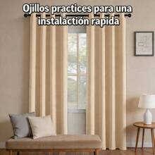 1 Piece Thermal Blackout Curtain 135x225 Cm, Total Light And UV Ray Blocking, Noise And Temperature Insulation, Ideal For Bedroom, Living Room Or TV Room - 淺咖哩色 - 查看 8