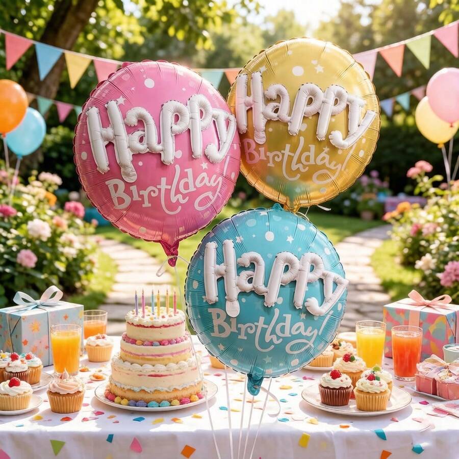 1/3pcs 22-Inch 3D Letter "Happy Birthday" Foil Balloons, Multicolor Party Decoration Balloon Set Suitable For Birthday Party, Photo Booth Props - Birthday Ball - View 1
