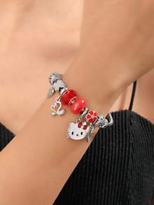 SANRIO 1pc Fashionable Hello Kitty Style Bracelet, Cute Gift Idea For Friends - Gold - View 7