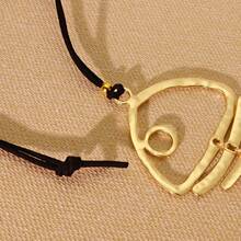 1 Piece Matte Golden Large Fishbone Punk Pendant Bohemia Long Chain Necklace Jewellery Gift For Woman - 金色 - 查看 5