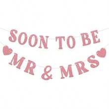 Soon To Be Mr & Mrs Banner, Suitable For Bridal Shower Decor, Pre-Wedding Gold Glitter Decoration, Bachelorette Party, Engagement Celebration - Soon to Be Mr & Mrs. Laqi - View 17