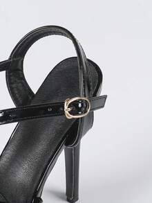 Giày sandal đế xuồng cao gót 14cm chống thấm nước, mũi hở, giày thời trang trình diễn. - màu đen - Xem 3