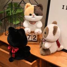 可爱柔软的暹罗猫毛绒玩具，三色黑猫玩偶，黑色小猫玩偶挂件装饰，可挂在包包、背包、旅行包上，是女孩和儿童的玩伴，也是新年、万圣节、圣诞节礼物，猫咪抱枕毛绒玩偶 - 小花貓 - 查看 10