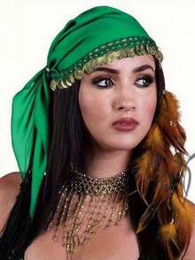 1 Pc Head Scarf With Coins Fancy Dress Up Accessories, Lightweight Headkerchief - Multicolor - View 17