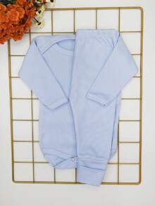 2 Piece Newborn Baby Set Long Sleeve Summer Ribbed Knit / Baby Blue - 淺藍色 - 查看 5