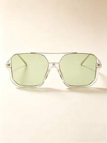 Lunettes de mode femme à grand cadre rétro, accessoires de plage, style de base, convenant aux tenues d'automne/hiver, décontracté chic, élément essentiel pour la plage d'été, les activités de plein air et les voyages - Vert acidulé - Voir 3