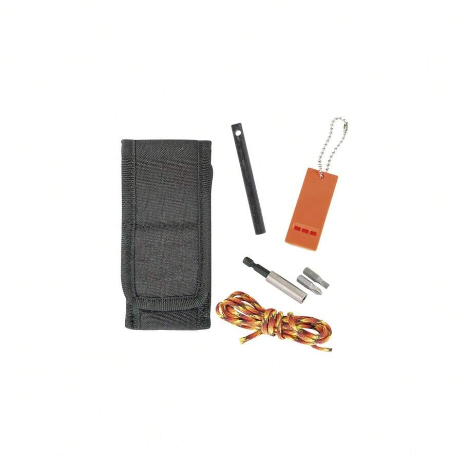 Kit de Supervivencia Salamandra, incluye bolsa porta útiles, silbato, pedernal, taladro, adaptador de puntas con puntas y 3 m de paracord, 239KIT + pañuelo desenfunda - Blanco - Ver 1