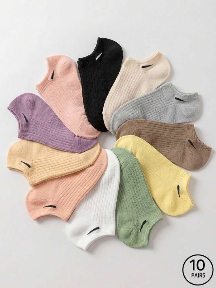 DAZY 10 đôi tất Dopamine màu kẹo ngọt, kiểu dáng Nhật Bản ngọt ngào, đa năng, thích hợp mặc hàng ngày, tất cổ thấp chống trơn trượt, thoáng khí, khử mùi dành cho nữ. - Nhiều màu - Xem 2