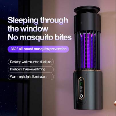 OBOVAY USB Powered Smart Timed Mosquito Repellent Lamp, 2/4/6 Hour Timer, Purple Light Mosquito Attraction, Full Coverage For Home, Bedroom, Living Room, Office, Effective Mosquito Repellent