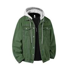 Men Denim Jackets - 軍綠色 - 查看 1