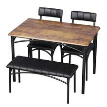 Techigher 4 Piece Kitchen Dining Table Set, Kitchen Table Set With Upholstered Chairs And Bench For Restaurant, Coffee Shop - Retro Color - View 9