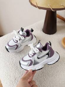 1 đôi giày thể thao trẻ em, giày sneaker đế dày cho bé gái, giày thể thao mùa hè mới, giày thể thao lưới thoáng khí, giày chạy bộ, du lịch, giày thể thao nhẹ cho bé trai - Màu tím - Xem 1