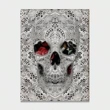 1pc Unframed Vintage Lace Skull & Red Rose Canvas Print; Gothic Skull Print; Alternative Rock Style Home Decor; Suitable For Bedroom, Living Room And Apartment; Excellent Gift For Gothic Style Enthusiasts - Abstract - View 11