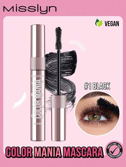 Misslyn Máscara Color Manía, a prueba de manchas, volumen dramático, de larga duración, efecto volumizador, define las pestañas, altamente pigmentada, sin grumos, maquillaje de belleza de marca, cosmética de pintura facial, para mujeres y niñas, perfecta para el invierno, ideal para Y2K, moda elegante, adecuada para cumpleaños, mejor regalo, regalos del Día de San Valentín, lista para la fiesta, regalo de Año Nuevo, mejor color, vegana y libre de crueldad