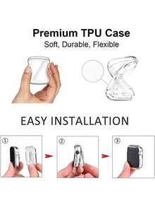 Bộ 2 ốp bảo vệ, bao phủ toàn diện 360°, chống thấm nước, chống trượt, chống rơi, chất liệu TPU chống sốc, tương thích với Apple Watch 49mm 45mm 41mm 44mm 40mm 42mm 38mm Series 9 Ultra 8 7 6 SE 5 4 3, phụ kiện đồng hồ. - Trong sáng - Xem 5