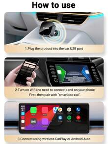 XUDA 2026 新款二合一无线 CarPlay/Android Auto 适配器 - 2.4-5.0 GHz WiFi 5 CarPlay 转换器，有线转无线，快速自动连接，零延迟，小巧设计，兼容 和 Android 设备，带 USB/USB-C 接口，不含电池 - A - 查看 11