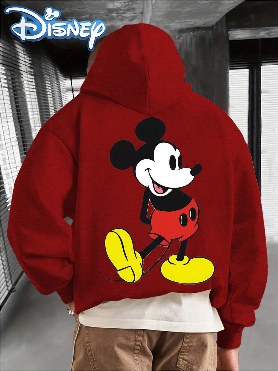 Disney Men's Casual Hoodie Featuring A Mickey Mouse Print. With Its , Stylish Design And Relaxed Fit, It's Perfect For Streetwear And Fashion-Forward Looks-Making It The Ideal Gift.Disney Hoodies - Đỏ - Xem 1