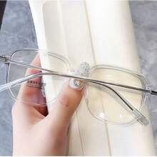 1pc Women's Square Fashion Glasses, Classic Modern Minimalist Style, Beach Accessory, Women's Glasses, Business Casual Outfit For Summer Beach Vacation, Outdoor Travel Leisure, Extra Large Frame, Suitable For Outings, Back To School Season - Clear - View 10