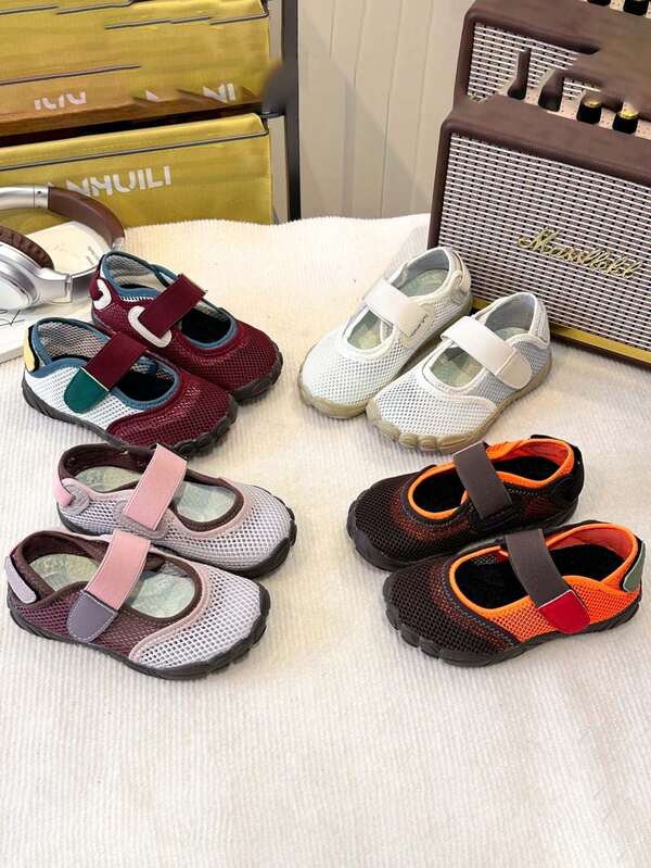 1 đôi dép xăng đan lưới hở mũi đế bằng thời trang unisex, chống trượt, chống đá, giày trẻ em đế mềm thoáng khí thích hợp cho hoạt động ngoài trời, bãi biển, thường ngày, đi học, phù hợp cho cả trong nhà và ngoài trời, mùa xuân/hè.