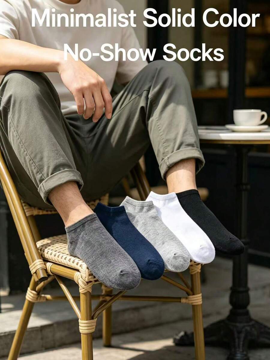 10 Pairs Basic Short Socks, Odor-Resistant Non-Slip Ankle Socks, Essential For Daily Commute, Spring/Summer - Multicolor - View 1