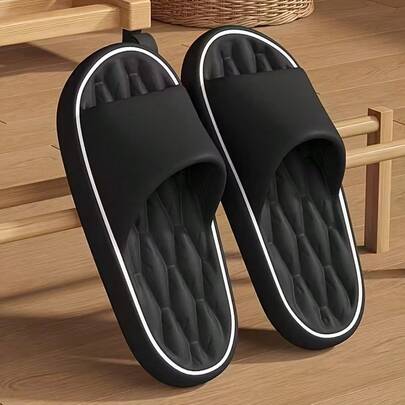 Comfortable Solid Color Men's House Slippers, Minimalist Solid Color Open Toe Breathable Slippers For Men And Women, Outdoor Adventure, All-Season Slide Sandals, EVA Top Layer And Bottom Anti-Slip, Couples Casual Slip-On, Lightweight Cushioned Slippers, Textured Traction Slippers, Quick-Drying Bathroom Sandals, Suitable For Casual, Sports, Running, Swimming - Multipurpose Indoor/Outdoor, Soft Shock-Absorbing, Easy To Wear And Take Off, An Ideal Choice For Home