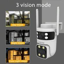 BoyKeep 360°双镜头全彩夜视AI人形检测自动追踪双向语音IP54云存储智能WiFi户外安防摄像头 - 白色 - 查看 4