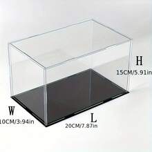1 pieza Caja de exhibición de acrílico transparente, disponible en múltiples tamaños, caja de exhibición a prueba de polvo de plástico con base negra, adecuada para modelos de autos, figuras de acción, coleccionables, estatuas y exhibición - Caja expositora negra - Ver 35