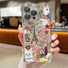 Phone Case: 1pc Paris Vintage Map Phone Case Compatible With Apple  11 12 13 14 15 16 17 ProMax XS X Xs Max Shock Proof Camera Protection Phone Case European And American Style Elegant Fashion Can Be Given To Friends Can Be Given To A Lover 17 Case Scover De  17 Pro Max - A2 - Xem 6