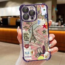 Phone Case: 1pc Paris Vintage Map Phone Case Compatible With Apple  11 12 13 14 15 16 17 ProMax XS X Xs Max Shock Proof Camera Protection Phone Case European And American Style Elegant Fashion Can Be Given To Friends Can Be Given To A Lover 17 Case Scover De  17 Pro Max - A2 - Xem 7