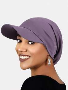 1pc Women's Outdoor Sun Hat, Visor Cap, Headscarf Hat, Hair Protection Sun Hat, Suitable For Daily Use,Beach,Travel - Purple - View 3