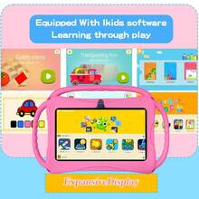 Qetupa Tableta para niños de 7 pulgadas, Android 13 con 3 asas, 2GB RAM + 32GB ROM, cámara de 0.3MP + 2MP, batería recargable de 3000mAh, tableta para niños con WiFi 2.4G y Bluetooth, protección ocular, control parental, aplicaciones preinstaladas y juegos educativos (adaptador no incluido) - Rosa - Ver 8