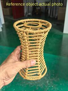 手工編織藤編吊燈燈罩，鄉村風天花板燈具配件，適用於家居裝飾、奢華家居裝飾、臥室裝飾、派對裝飾、聖誕節、萬聖節，教師禮物。不含電源供應和電線（僅燈罩） - 半圓形 - 查看 14