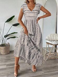 Vestido largo casual y retro para vacaciones, con cintura ceñida, para atuendo diario de primavera/verano, vestidos camiseros para mujer, casual - Multicolor 3 - Ver 7