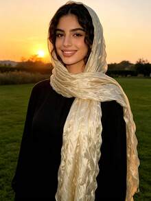 1 chiếc khăn voan xếp ly ngọc trai cao cấp thanh lịch dành cho nữ, kiểu dáng hijab, đa năng, thích hợp làm khăn choàng chống nắng. - #2 Màu be - Xem 4