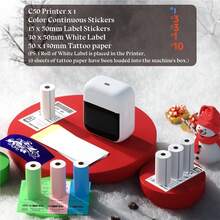 ORICO - Mini Label Printer, Wireless Tattoo Transfer Printer, Includes 3 Rolls Of Colored Continuous Stickers, 15 X 50 Label Stickers 3 Rolls, 30 X 50mm White Labels 1 Roll, 50 X 130mm Tattoo Paper 10 Sheets, Tattoo Printer Kit Suitable For Tattoo Artists, Tattoo Experts And Tattoo Beginners, Compatible With Android And IOS. - Printer + 3 Colors + 3 Labels - View 11