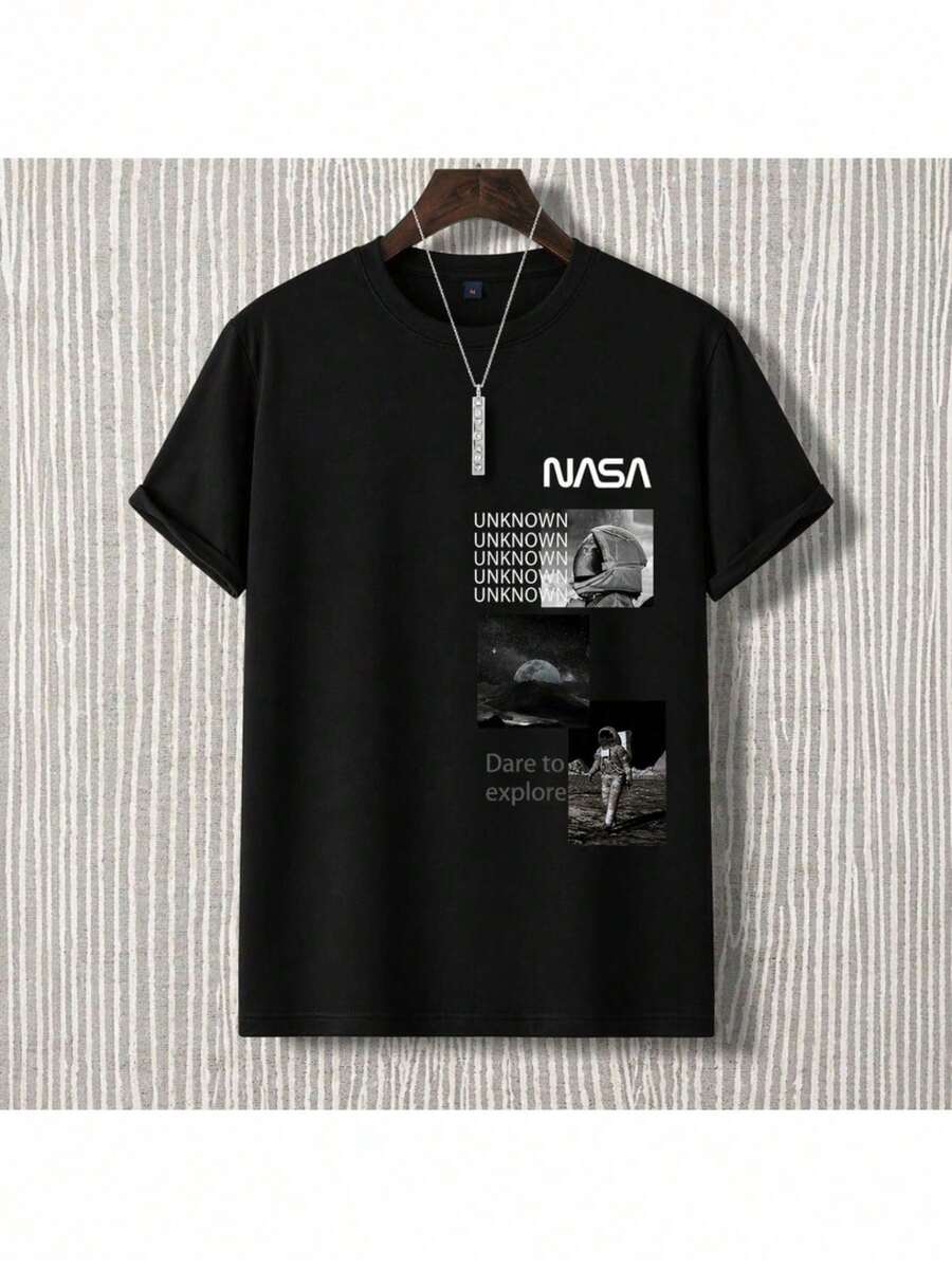 Men's Manfinity Unknown T-Shirt With Slogan & Scenery Print - New Release - Black - View 1