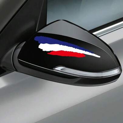 2pcs French Stickers, DIY Vinyl Waterproof Sunproof No Residue, Suitable For Car Triangle Window, Side Window, Rear Glass, Motorcycle, Scooter, Helmet And Bicycle Decoration