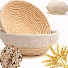 1pc Woven Rattan Bread Fermentation Basket With Liner, Sourdough Baking Basket, Multi-Functional Kitchen Tool, Multiple Sizes Available, Suitable For Fermenting Yeast Bread Dough - Multicolor - View 2