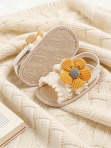 Giày sandal mùa hè đế mềm họa tiết hoa cho bé gái từ 0-18 tháng tuổi, chống trơn trượt, hở mũi. - Màu be - Xem 9