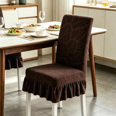 4 chiếc bọc ghế tựa lưng cao bằng vải jacquard màu trơn, kiểu dáng hiện đại tối giản, chất liệu polyester dày dặn, co giãn tốt, thích hợp sử dụng trong nhiều mùa, trang trí nhà cửa.