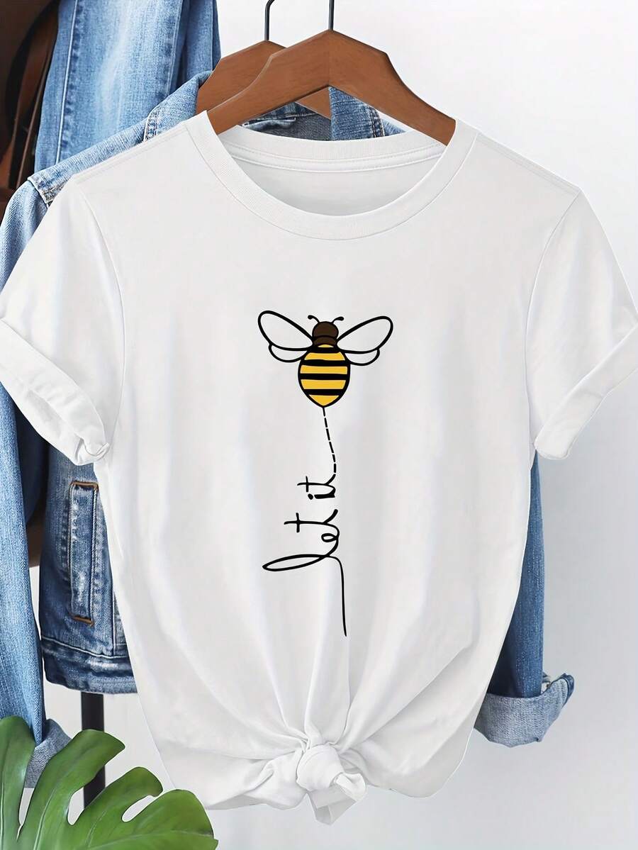 Camiseta de manga corta con patrón de abeja 7716