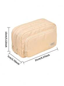 Large Capacity Pencil Case: Portable Handheld Pen Bag For Students, Teenagers, And Adults - Perfect School And Office Organizer Gift,Back To School,School Supplies,Pencil Pouch,School Bag,Stationery - Beige - View 2